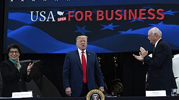 DOSYA - Başkan Donald Trump, ABD'nin Florida eyaletinin Hialeah kentinde Florida'daki küçük işletmelere yönelik vergi indirimlerine ilişkin bir yuvarlak masa toplantısı sırasında konuşuyor. 16 Nisan 201