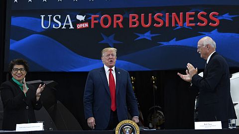 FILE - President Donald Trump speaks during a roundtable discussion on tax cuts for Florida small businesses, in Hialeah, Florida, USA. April 16th 201
