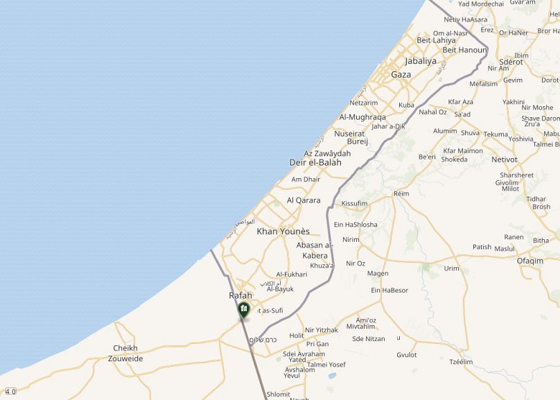 Carte du point de passage de Rafah. 