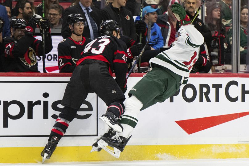 Az Ottawa Senators - Minnesota Wild NHL-mérkőzés egy jelenete 2025. február 1-jén Ottawában.