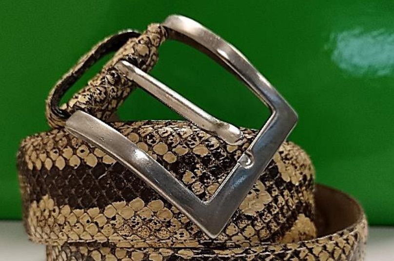 Python skin products, like this one seized in Italy, are perceived as high-end or luxurious items.