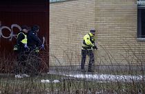 Police at the scene of an incident at Risbergska School, in Örebro, Sweden, Tuesday, Feb. 4, 2025.
