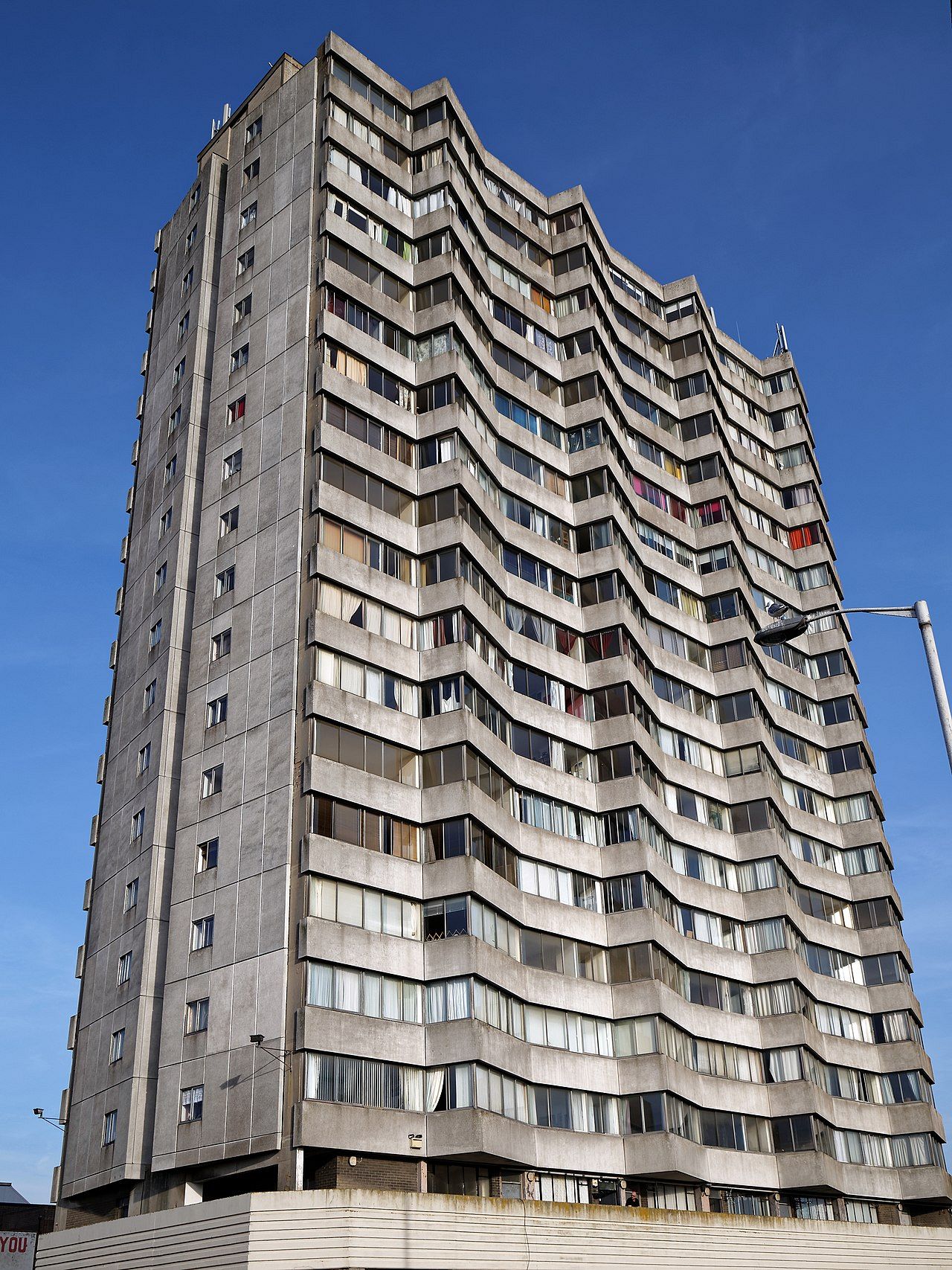 The Brutalist-style high rise Arlington Flats in Margate, Kent, England.