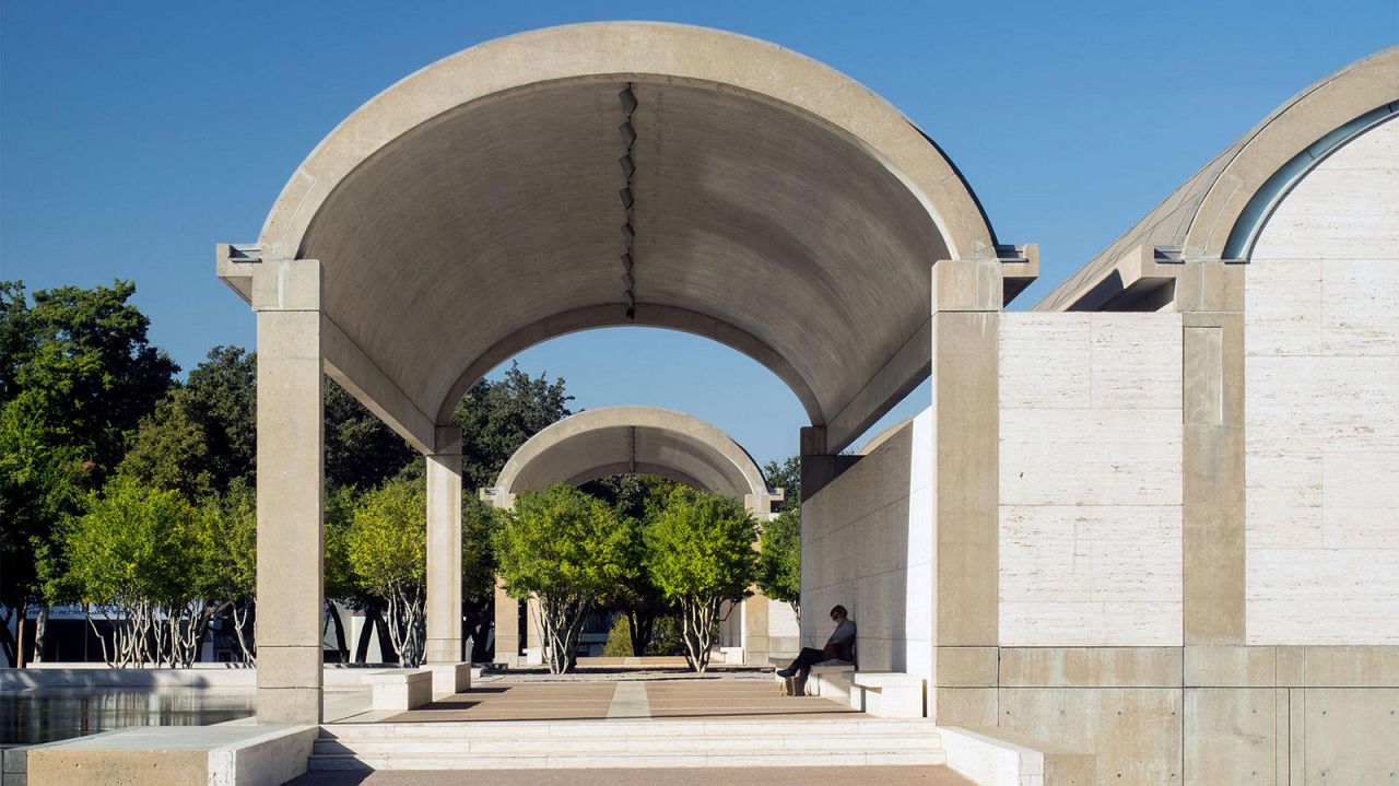 The Kimbell Art Museum's 1972 building, designed by Louis I. Kahn. 