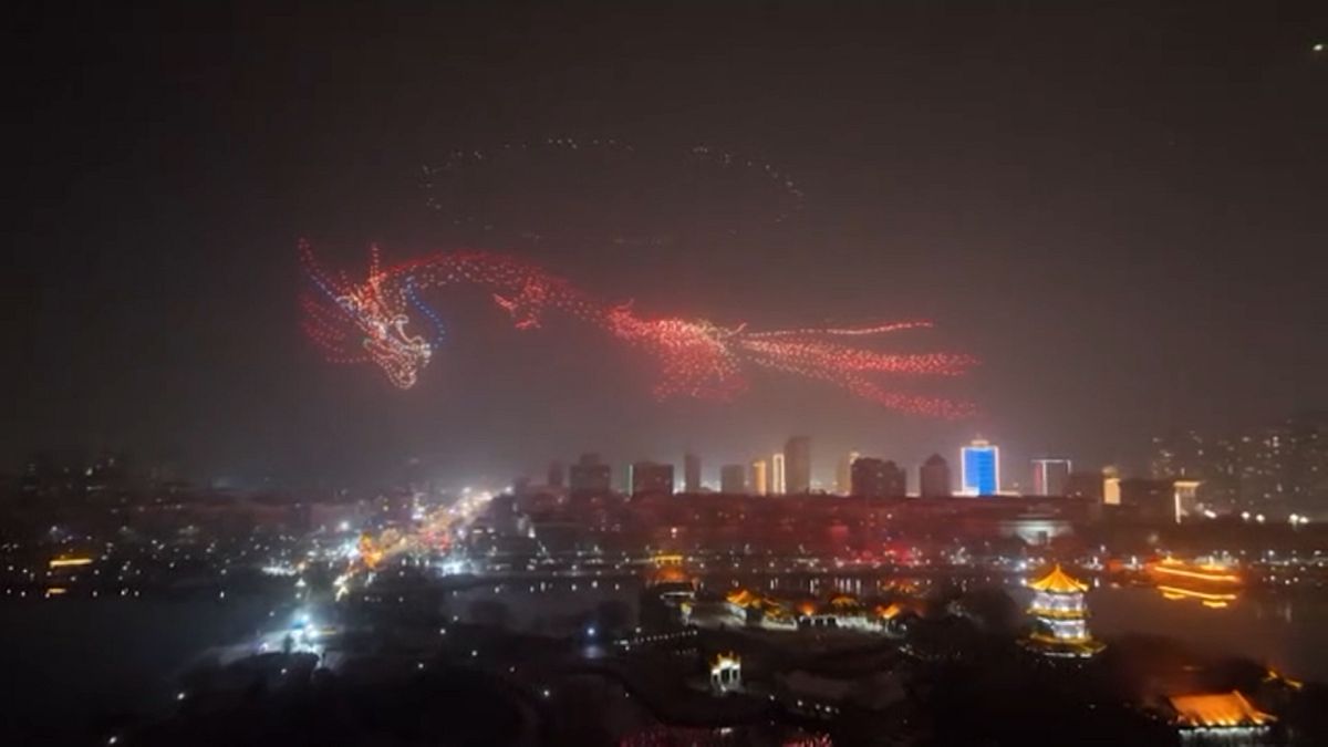 China celebrates Spring Festival with drone-piloted light shows