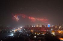 Illuminated drone animation to celebrate Spring Festival in Liaocheng City, China, 01.02.2025