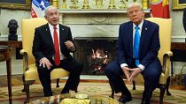 President Donald Trump meets with Israel's Prime Minister Benjamin Netanyahu in the Oval Office of the White House.