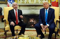 President Donald Trump meets with Israel's Prime Minister Benjamin Netanyahu in the Oval Office of the White House.