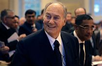  The Aga Khan arrives at the Memorial Church on the campus of Harvard University before addressing an audience in 2015.