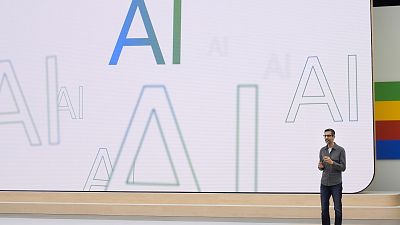 File pic of Alphabet CEO Sundar Pichai speaking at a Google I/O event in California last year