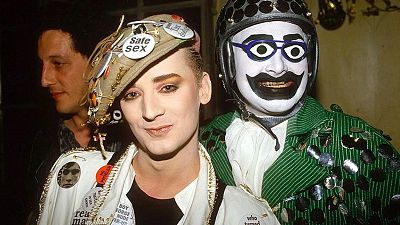 Boy George and Leigh Bowery at Cynthia Payne Party, Limelight Nightclub 13 March 1987