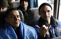 Ukrainian prisoners of war returning home from Russia, undisclosed location in Ukraine, 5. February 2025