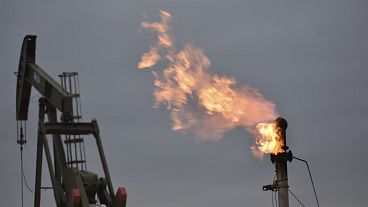 File picture of a flare for burning excess methane, or natural gas, from crude oil production 