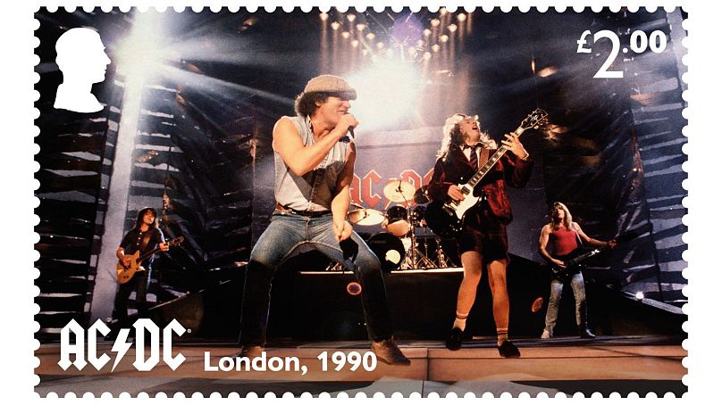 AC/DC durante le riprese del video di Thunderstruck nel 1990