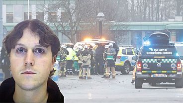Emergency services at the scene of an incident at Risbergska School, in Örebro, Sweden, Tuesday, Feb. 4, 2025.