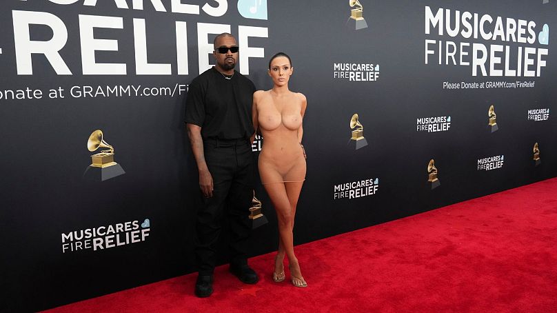 Kanye West et Bianca Censori lors de la 67e édition des Grammy Awards, le dimanche 2 février 2025.