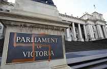 FILE: A Nazi swastika is seen graffitied on the front of the Victorian State Parliament in Melbourne, Australia, Monday, Oct. 1, 2012. 