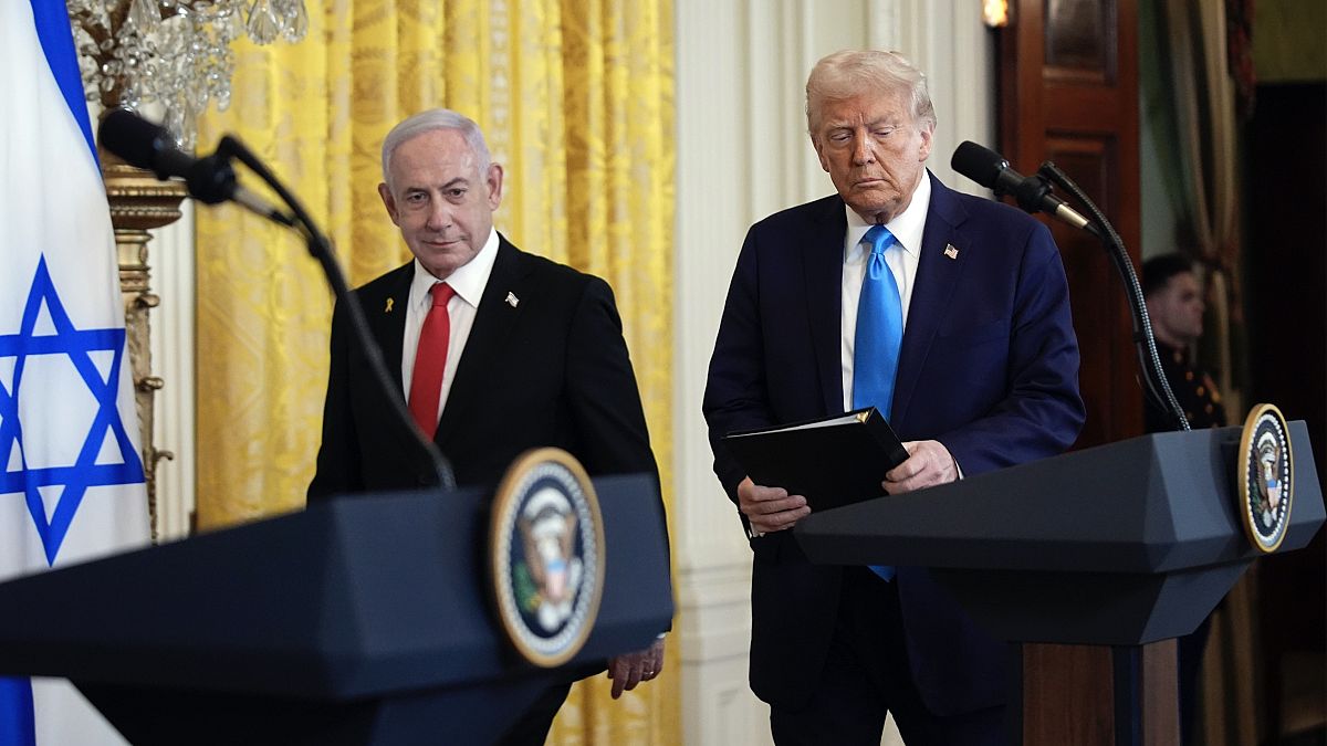 ABD Başkanı Donald Trump ve İsrail Başbakanı Binyamin Netanyahu, 4 Şubat 2025 Salı günü Washington'daki Beyaz Saray'da görüntüleniyor.