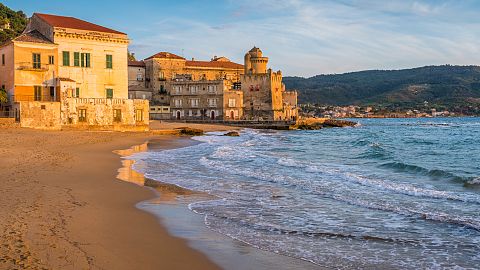 The village of Santa Maria di Castellabate at sunset