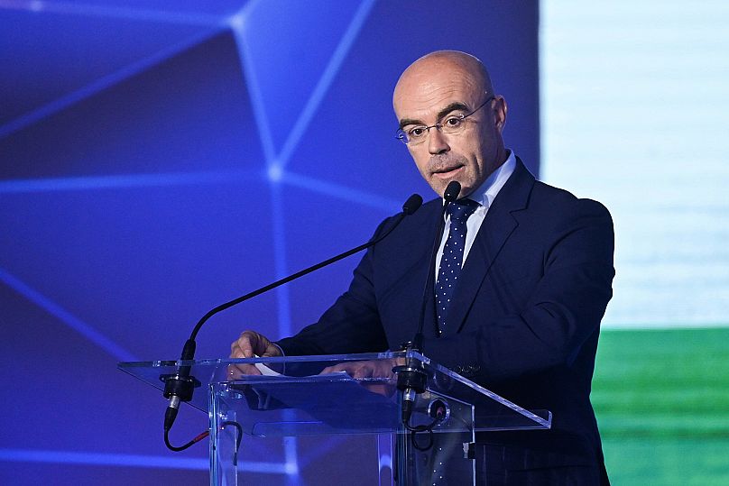 Jorge Buxade, a Vox spanyol párt európai parlamenti küldöttségének vezetője beszél a budapesti CPAC-en, 2023 májusában