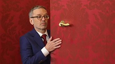 Austria's Freedom Party leader Herbert Kickl leaves the presidential office, in Vienna, Austria, Monday, Jan. 6, 2025.