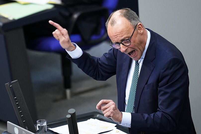 Friedrich Merz, candidat au poste de chancelier et chef de la CDU, s'exprime lors de la dernière session du Bundestag avant les élections, à Berlin, le mardi 11 février 2025.