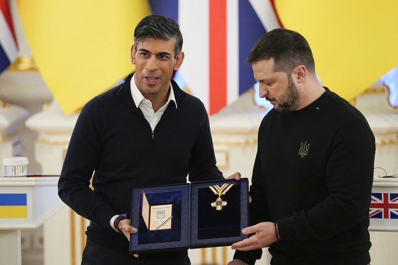 Sunak volt brit miniszterelnök és Zelenszkij ukrán elnök 2024 januárjában
