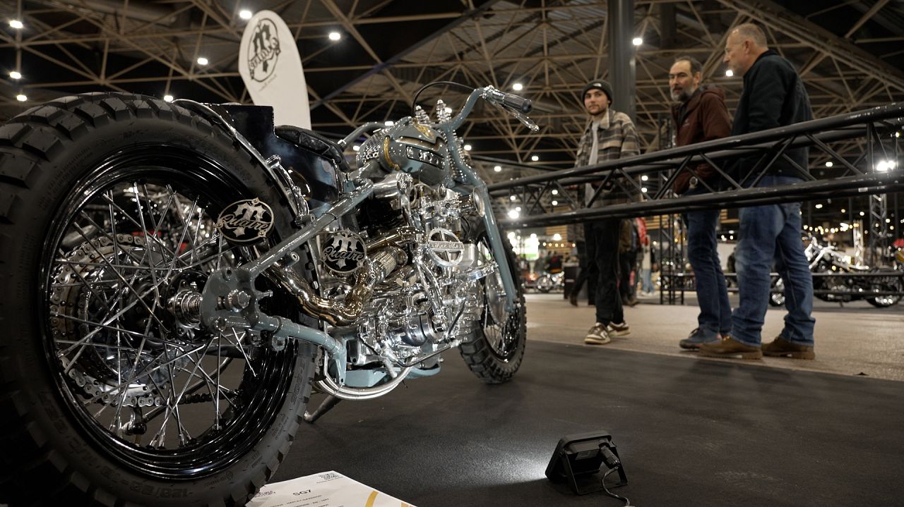 From here to eternity: Stéphane Grand's customised motorbike was originally used as part of the D-Day landings in France in 1942.