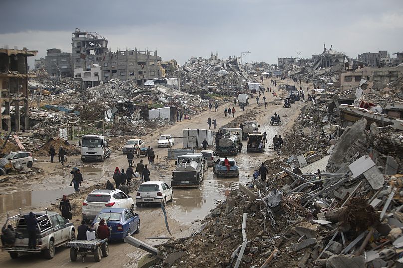 Strada nel campo profughi di Jabalia nella città di Gaza, venerdì 7 febbraio 2025