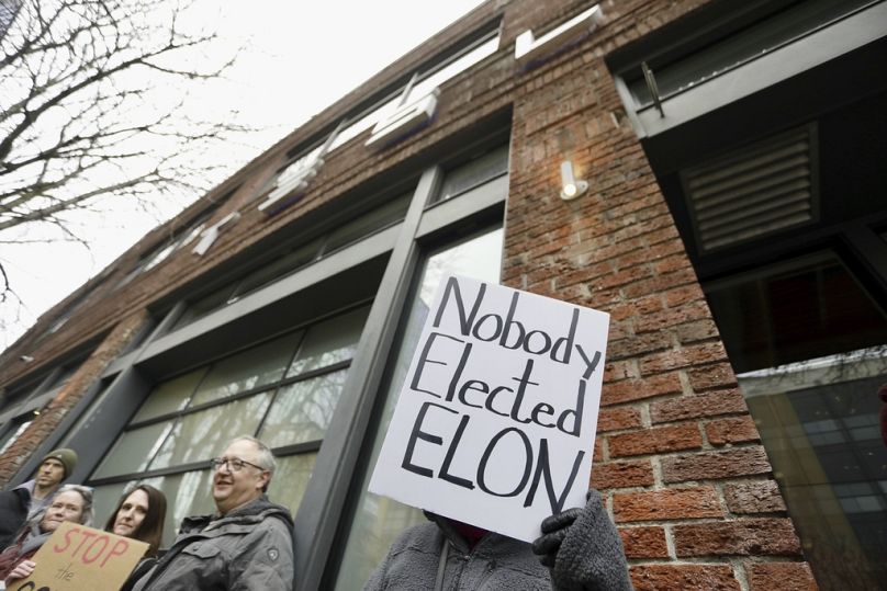 "Nikt nie wybrał Muska" - demonstracja w Seattle, 13.02.2025