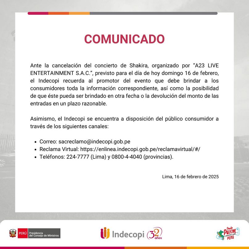 Comunicado de Indecopi