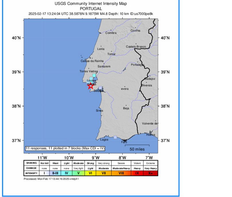 Sismo sentido na grande Lisboa 