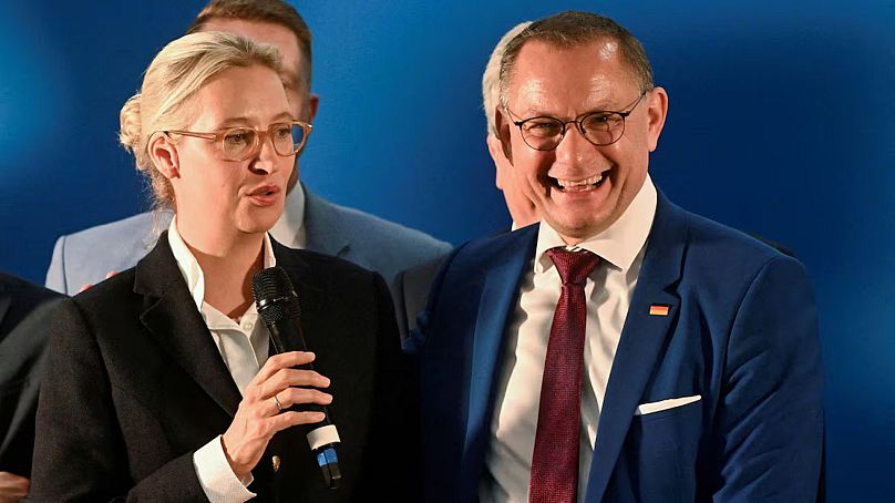 Az AfD két vezetője  Alice Weidel és Tino Chrupalla