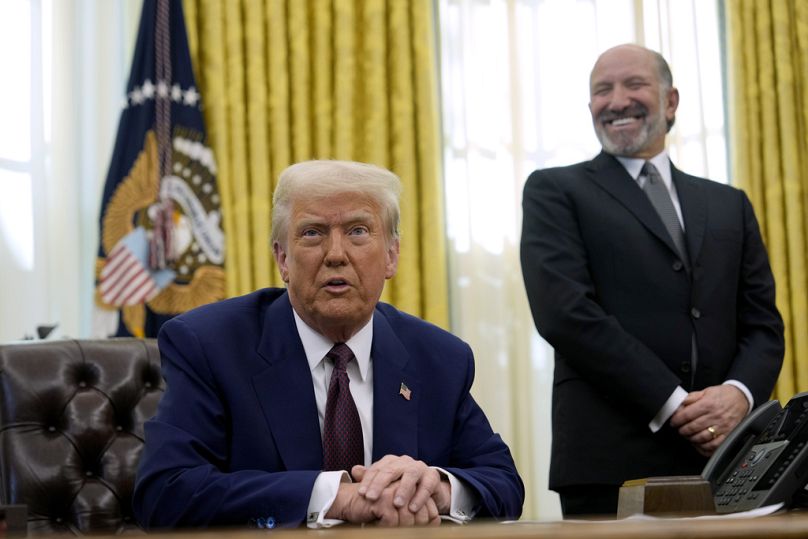 Donald Trump amerikai elnök és kereskedelmi miniszterjelöltje, Howard Lutnick