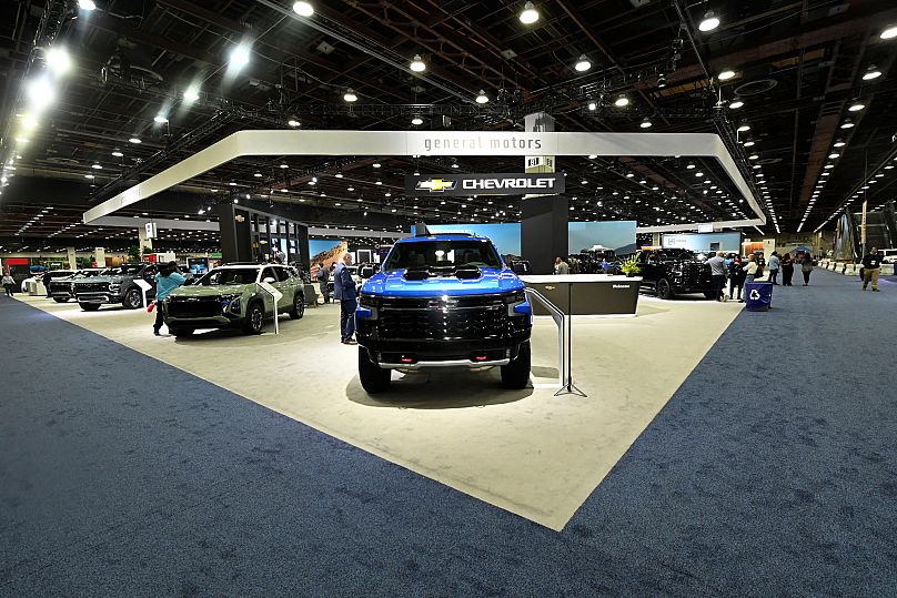 A view of the General Motors display at the Detroit Auto Show, 10 January, 2025