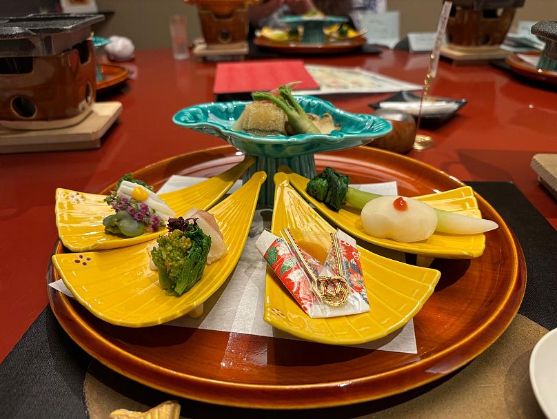 Dinner is an example of ‘kaiseki’ - multi-course haute cuisine once popular in aristocratic circles and now available at ‘ryokans’ or specialised restaurants.