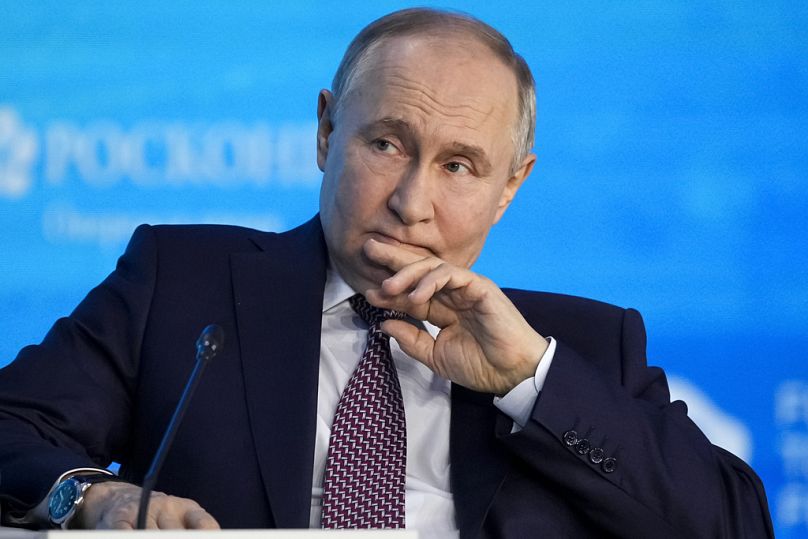 Prezydent Rosji Władimir Putin bierze udział w Forum Technologicznym w Moskwie, w Rosji, piątek, 21 lutego 2025 roku.
