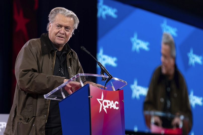 Steve Bannon addresses the CPAC conference.