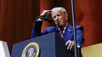 US President Donald Trump speaks at the Republican Governors Association meeting at the National Building Museum in Washington, 20 February, 2025