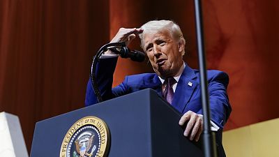 US President Donald Trump speaks at the Republican Governors Association meeting at the National Building Museum in Washington, 20 February, 2025