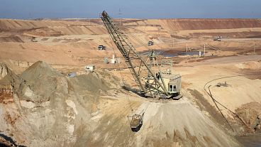 An ilmenite open pit mine in a canyon in the central region of Kirovohrad, 12 February, 2025