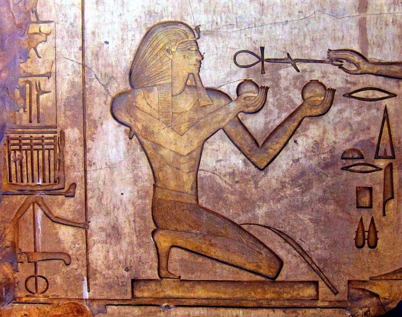 Relief of Thutmose II at the ruins of Karnak Temple complex.