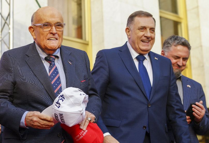 Rudy Giuliani és Milorad Dodik Banja Lukában, 2025. február 25-én