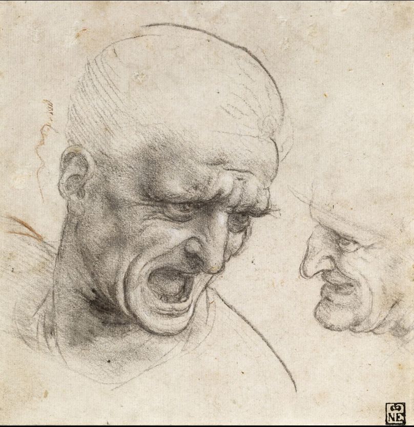 Leonardo da Vinci: Tanulmány két harcos fejéhez