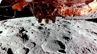 FILE: Firefly Aerospace’s Blue Ghost lunar lander orbiting the moon. 26 February 2025