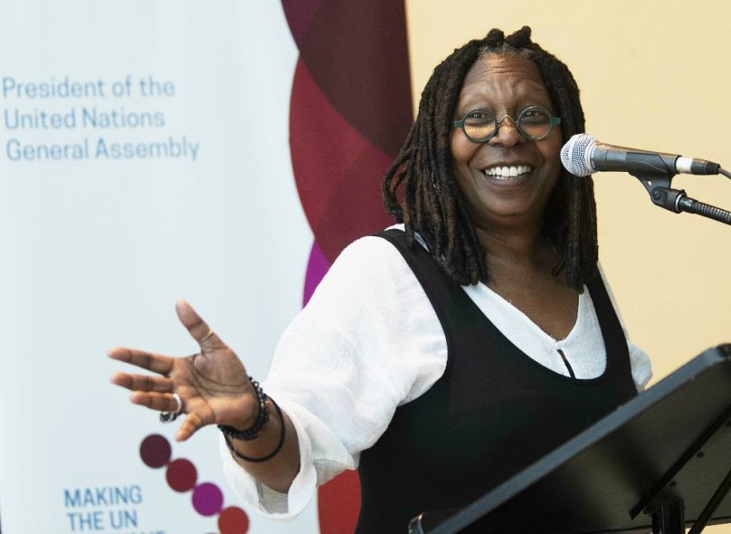 Whoopi Goldberg az ENSZ rendezvényén, 2019-ben