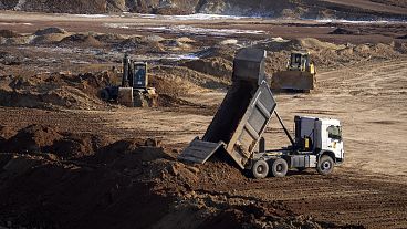 A view of an ilmenite open pit mine in a canyon in the central region of Kirovohrad, Ukraine, Wednesday, Feb. 12, 2025. A view of an ilmenite open pit mine in a canyon in the central region of Kirovohrad, Ukraine, Wednesday, Feb. 12, 2025.