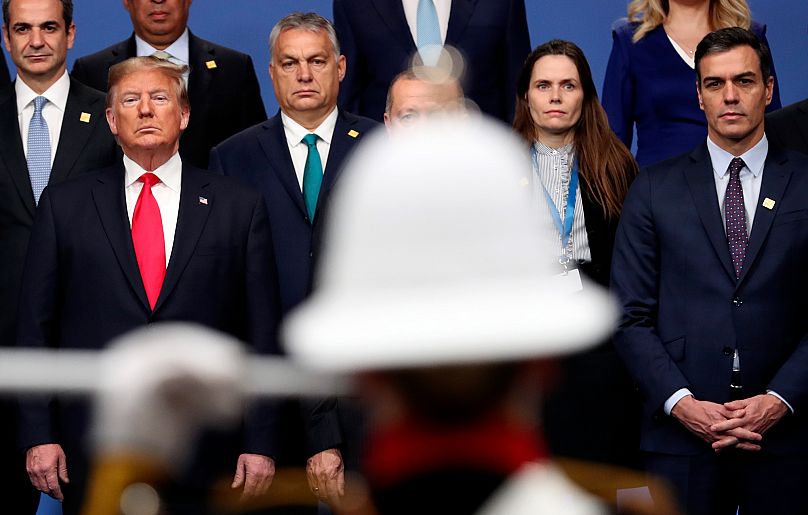 Trump y Sánchez en una reunión de líderes de la OTAN en el hotel The Grove en Watford, Inglaterra, Reino Unido, el miércoles 4 de diciembre de 2019.