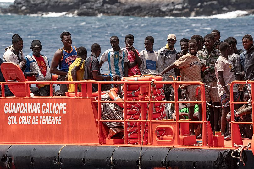 Migrants disembark in Valverde at the Canary island of El Hierro, 26 August, 2024