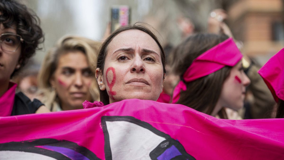 People march in cities around the world to mark International Women's Day